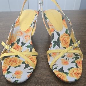 Marc Fisher Yellow Rose Print Sandals